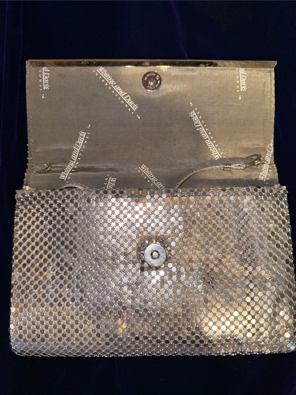 Silver Sequin Envelope Clutch Handbag vintage Bergdorf Goodman Whiting & Davis - Picture 3 of 4